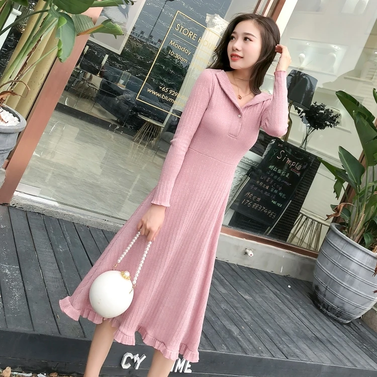 Autumn Winter Vintage Solid Maxi Knit Dress 2019 Korean Elegant Women Midi Dresses Party Casual Long Sleeve Pink Dress Vestidos
Autumn Winter Vintage Solid Maxi Knit Dress 2019 Korean Elegant Women Midi Dresses Party Casual Long Sleeve Pink Dress Vestidos