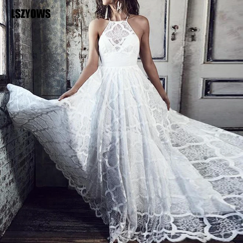 2019 Women Sexy Lace Long Dresses Sleeveless Halter Backless White Summer Dress Sundress Elegant Sheer Maxi Party Dress Vestidos
2019 Women Sexy Lace Long Dresses Sleeveless Halter Backless White Summer Dress Sundress Elegant Sheer Maxi Party Dress Vestidos