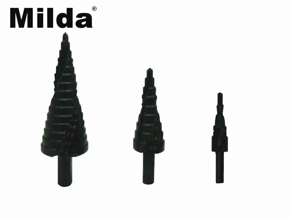 Milda 4-32MM HSS Cobalt Step Drills Nitrogen High Speed Steel Spiral for Metal Cone Drill Bit Set Triangle Shank Hole Cutter
Milda 4-32MM HSS Cobalt Step Drills Nitrogen High Speed Steel Spiral for Metal Cone Drill Bit Set Triangle Shank Hole Cutter