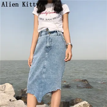 Alien Kitty 2019 Summer New All-Match Fresh Casual A-Line Plus Loose Denim High Waist Irregular Women Long Mid-Calf Blue Skirt
Alien Kitty 2019 Summer New All-Match Fresh Casual A-Line Plus Loose Denim High Waist Irregular Women Long Mid-Calf Blue Skirt