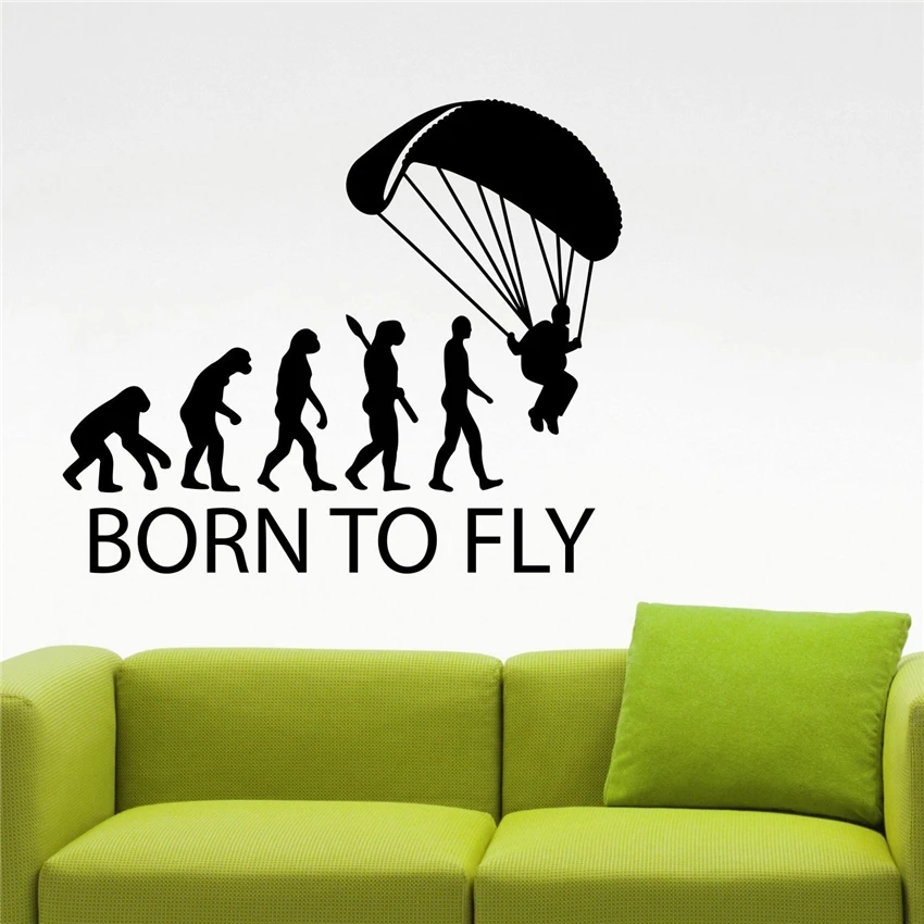 Born To Fly Skydive Parachuting Sticker Home Interior Design Extreme Sports Decorations Removable Decor Vinyl Wall stickers M929
Born To Fly Skydive Parachuting Sticker Home Interior Design Extreme Sports Decorations Removable Decor Vinyl Wall stickers M929