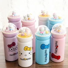 VILEAD Cartoon Cat Micro Landscape 304 Stainless Steel Mug Cup Portable Lifting Rope Design For Students Children Kids