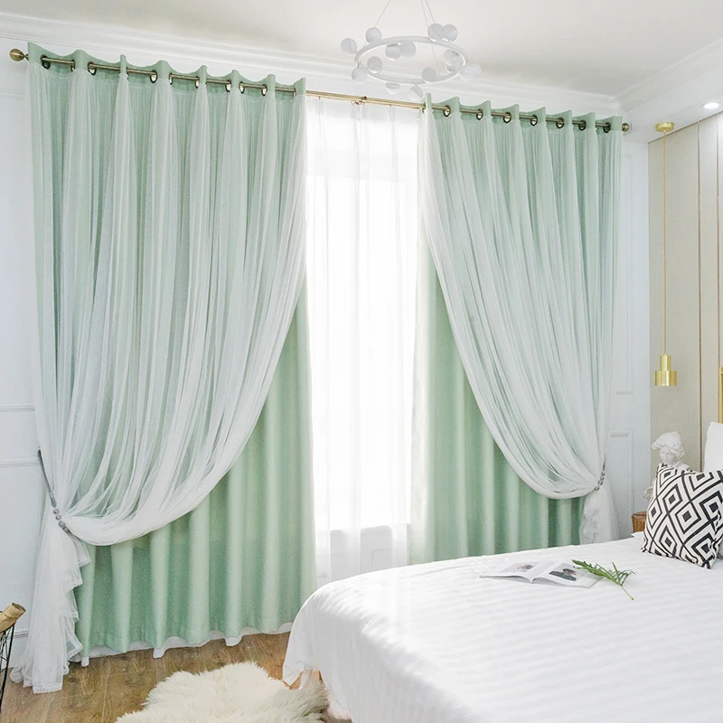 Chicity Blackout curtains double For Living room Double layer elegant Green Lace curtain for women bedroom Window customized
Chicity Blackout curtains double For Living room Double layer elegant Green Lace curtain for women bedroom Window customized