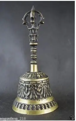 

Art Bronze Decoration Crafts Brass old collect chinese Handwork Tibetan Copper Carving Pharaoh's image and totem exorcism bell