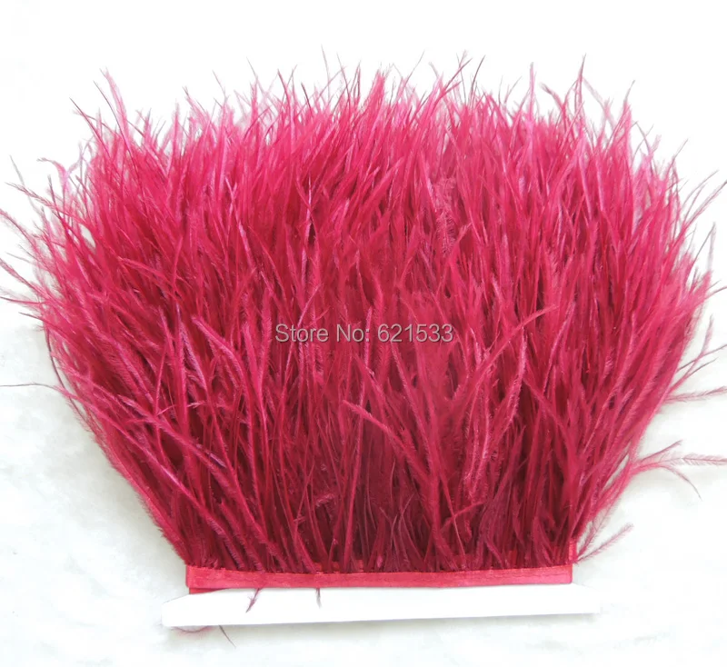10 yards/lot Wine Red ostrich feather trimming fringe on Satin Header 5-6inch in width for Wedding Dress
10 yards/lot Wine Red ostrich feather trimming fringe on Satin Header 5-6inch in width for Wedding Dress