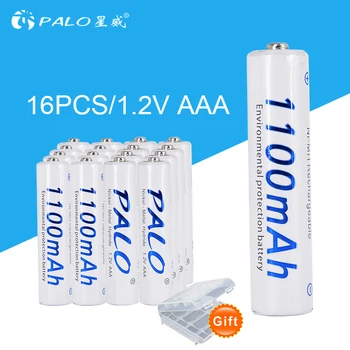 PALO 16pcs/lot AAA 1100mAh Rechargeable Battery 16x AAA NiMH 1.2V 1100mAh Ni-MH AAA Pre-charged Bateria Rechargeable Batteries
PALO 16pcs/lot AAA 1100mAh Rechargeable Battery 16x AAA NiMH 1.2V 1100mAh Ni-MH AAA Pre-charged Bateria Rechargeable Batteries
