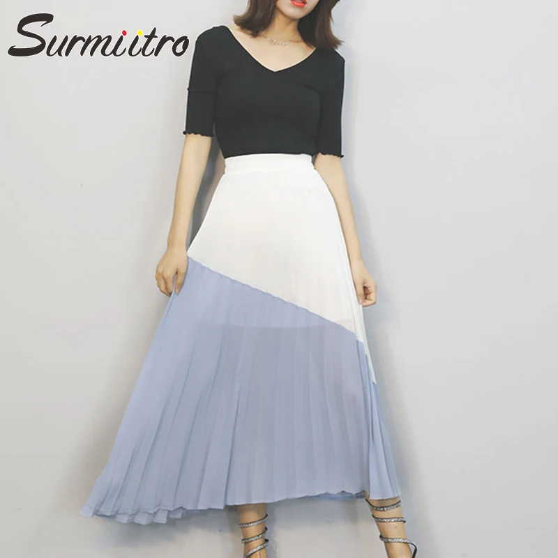 Surmiitro Long Maxi Chiffon Pleated Skirt Women Fashion 2019 Spring Summer Ladies A-line Blue White High Waist Sun Skirt Female
Surmiitro Long Maxi Chiffon Pleated Skirt Women Fashion 2019 Spring Summer Ladies A-line Blue White High Waist Sun Skirt Female
