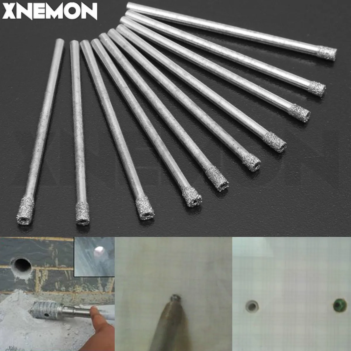 

XNEMON 10pcs 5mm 3/16" Diamond Coated Core Drill Bit Carborundum Use in Drill Hole on Glass, Marble, Tile or Granite.