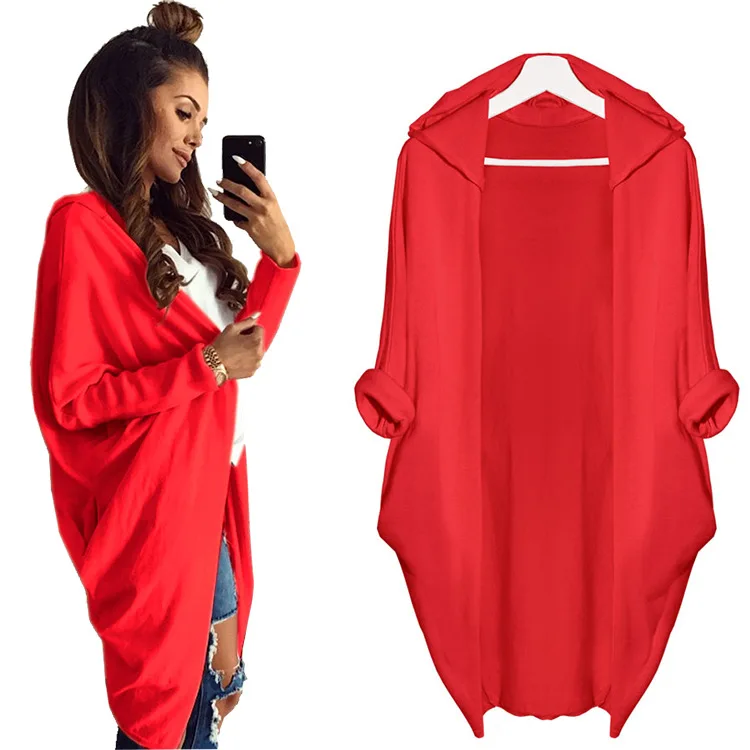 Bambooboy Loose Oversized Women Long Solid Hooded Batwing Sleeve Large Size Pull Femme Autumn Casual OutwearZL920
Bambooboy Loose Oversized Women Long Solid Hooded Batwing Sleeve Large Size Pull Femme Autumn Casual OutwearZL920