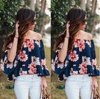 HIRIGIN 2018 Women Blouses Lady Clothes Off Shoulder Print Floral Casual Blouse Flare Sleeve Clothing Summer Tops S-XL
HIRIGIN 2018 Women Blouses Lady Clothes Off Shoulder Print Floral Casual Blouse Flare Sleeve Clothing Summer Tops S-XL
