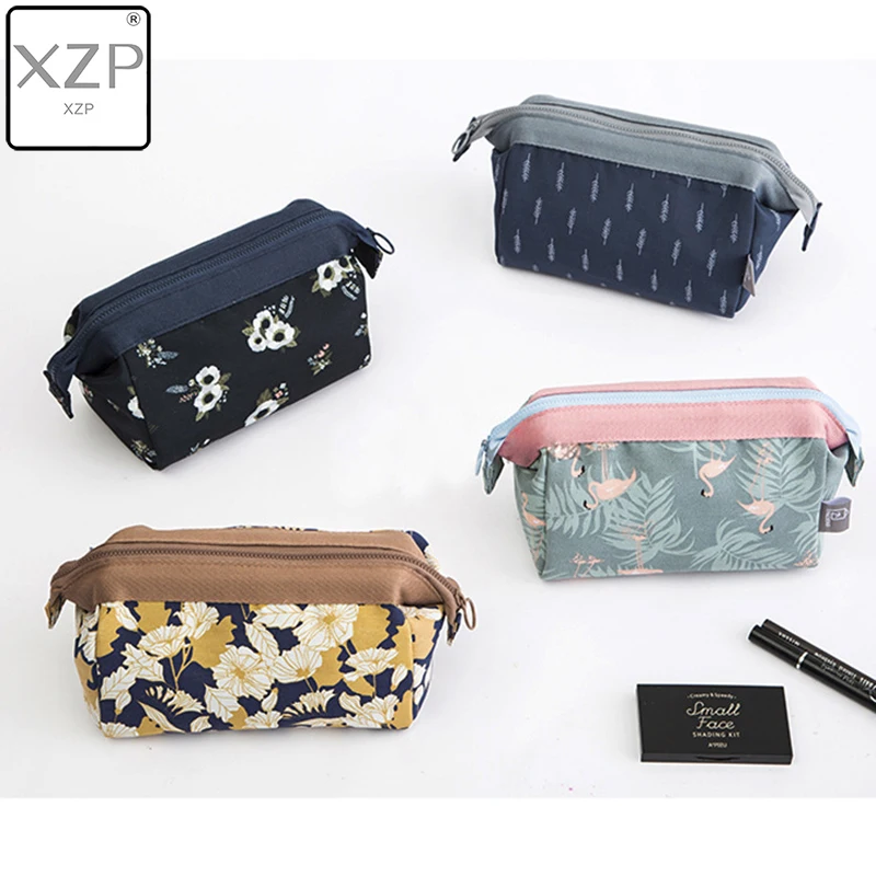

XZP Flamingo Flower Printed Cosmetic Bag Women Necessaire Make Up Bag Travel Waterproof Portable Makeup Bag Toiletry Kits