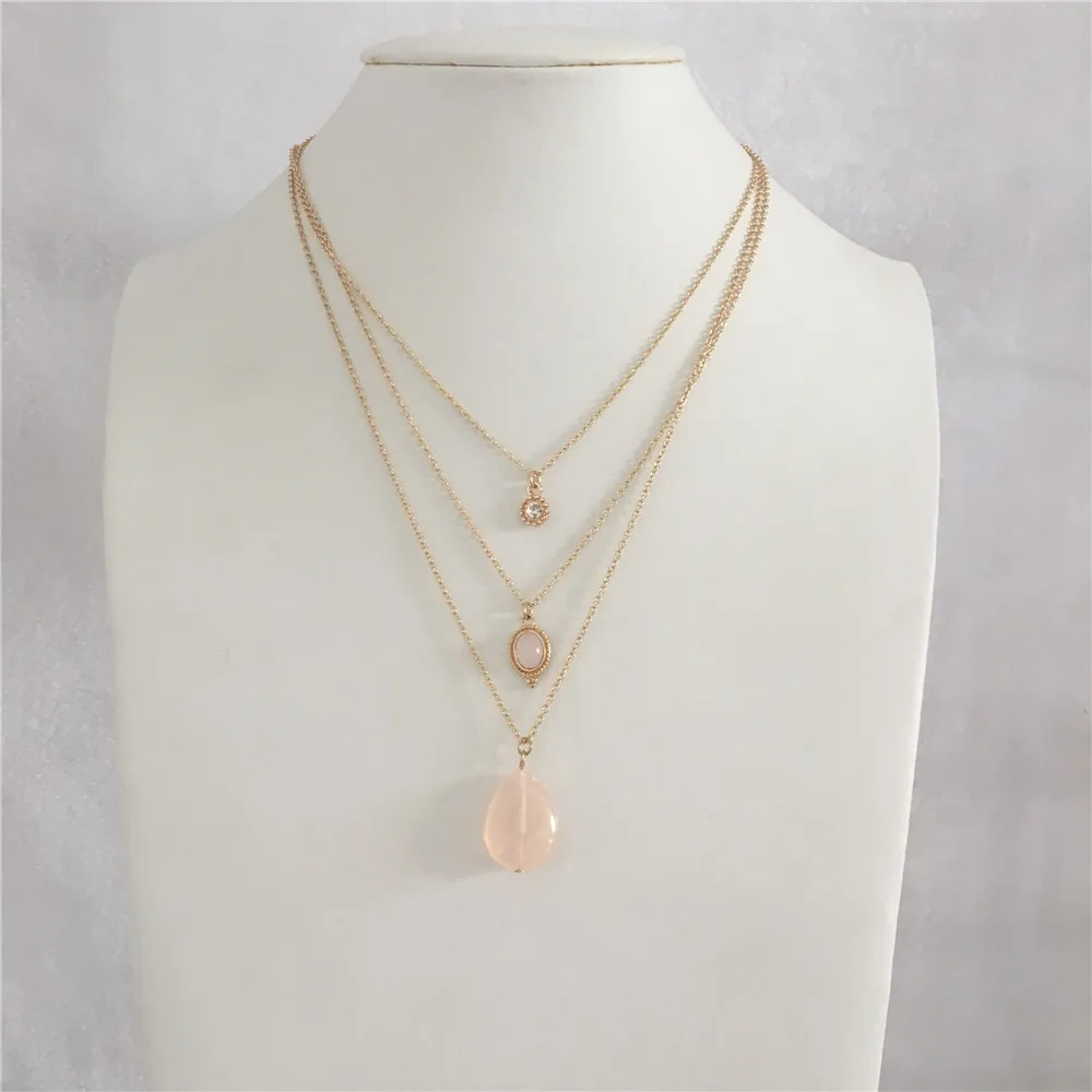 TRENDY GOLD COLOR LIGHT PEACH CLEAR STONE PENDANT THREE LAYERED NECKLACE FOR WOMAN GIRL
TRENDY GOLD COLOR LIGHT PEACH CLEAR STONE PENDANT THREE LAYERED NECKLACE FOR WOMAN GIRL