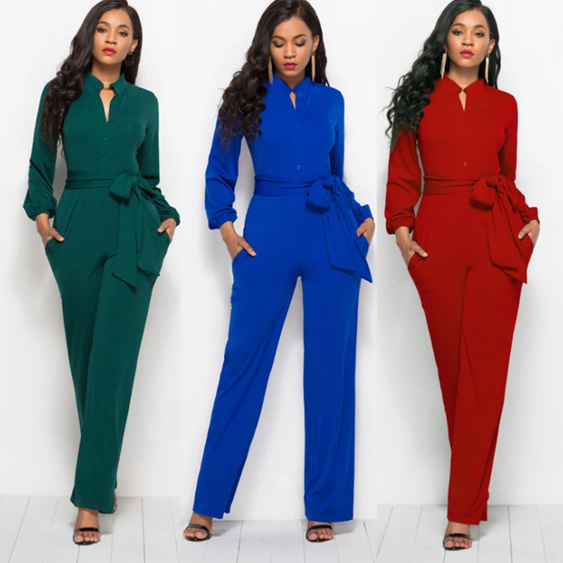 Sexy V Neck Autumn Wide Leg Jumpsuit Women Rompers Elegant Button Down Casual Loose Overalls One Piece Peplum With Bow
Sexy V Neck Autumn Wide Leg Jumpsuit Women Rompers Elegant Button Down Casual Loose Overalls One Piece Peplum With Bow
