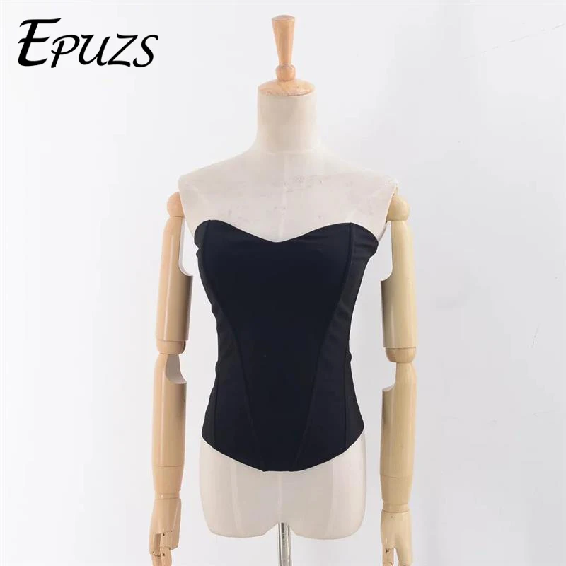 

Women Basic Sweetheart Neck Boned Corset Fashion Shapewear Zip Back Black White Tube Tops Sexy Slim Fit Strapless Tops