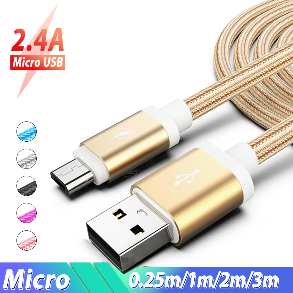 

3m 2m Micro USB Cable Android 2.4A Usb Charger Cable Micro Usb Microusb Cabo Kabel for Samsung Galaxy A10 M10 J5/J7/J8/J6 2018