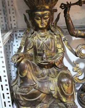 27" Chinese Bronze Gilt Seat Kwan-yin Guan Yin Goddess Bodhisattva Vase Statue
27" Chinese Bronze Gilt Seat Kwan-yin Guan Yin Goddess Bodhisattva Vase Statue