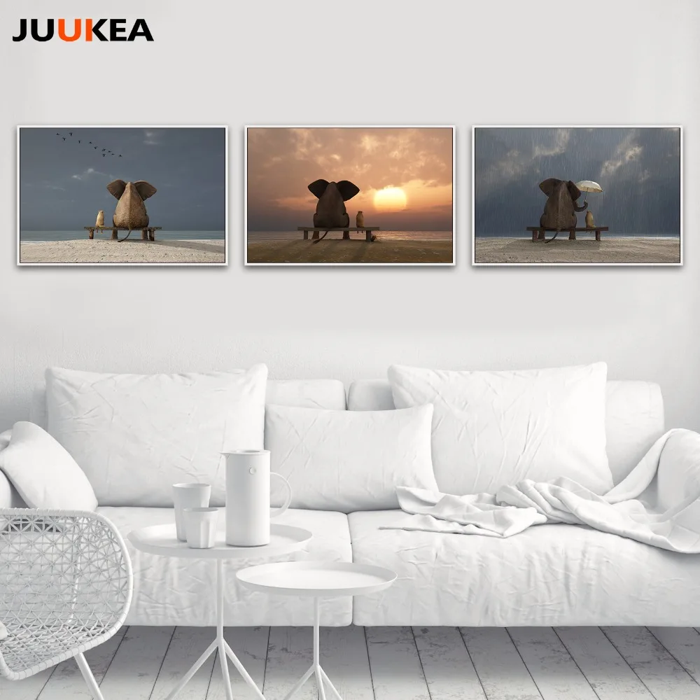 Modern Nordic Sweet Elephant And Dog Sunset, Early Morning, Canvas Print Painting Poster Wall Picture For Living Room Home Decor
Modern Nordic Sweet Elephant And Dog Sunset, Early Morning, Canvas Print Painting Poster Wall Picture For Living Room Home Decor