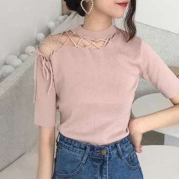 new Summer T Shirt Women Knitted Short Sleeves Tee Shirt Hollow Out Breathable Top T shirt
new Summer T Shirt Women Knitted Short Sleeves Tee Shirt Hollow Out Breathable Top T shirt