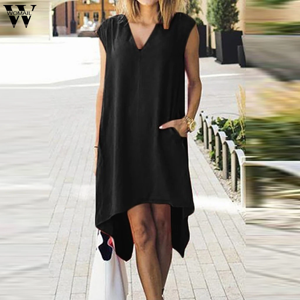 Womail Dress Fashion New Fashion Women Solid V-Neck Sleeveless Two Pockets Casual Solid color stitching Dresses dropship Mar25
Womail Dress Fashion New Fashion Women Solid V-Neck Sleeveless Two Pockets Casual Solid color stitching Dresses dropship Mar25