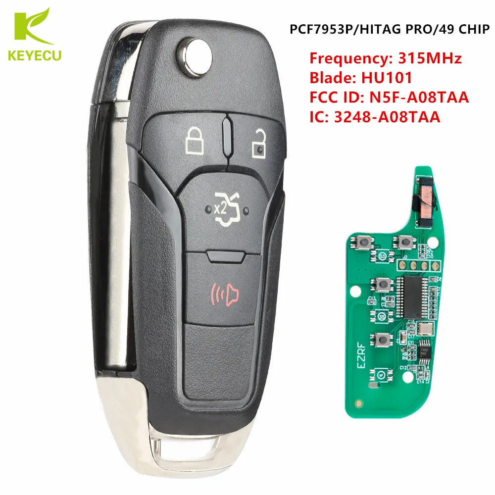 KEYECU Новая замена Смарт пульт дистанционного управления флип ключ без ключа Fob 4