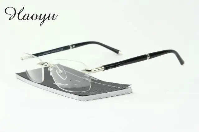 Image Titanium Glasses Frame Men Rimless Eyeglasses high quality MB brands fold optical myopia Frameless Prescription Glasses mb0347