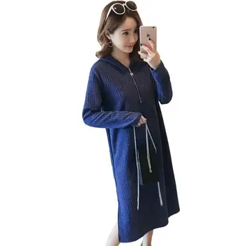 Autumn Winter Fashion Pregnant Women Elegant Knit Dress Pregnancy Hooded Zipper Vestidos Maternity Nursing Sweaters Dress Q266
Autumn Winter Fashion Pregnant Women Elegant Knit Dress Pregnancy Hooded Zipper Vestidos Maternity Nursing Sweaters Dress Q266