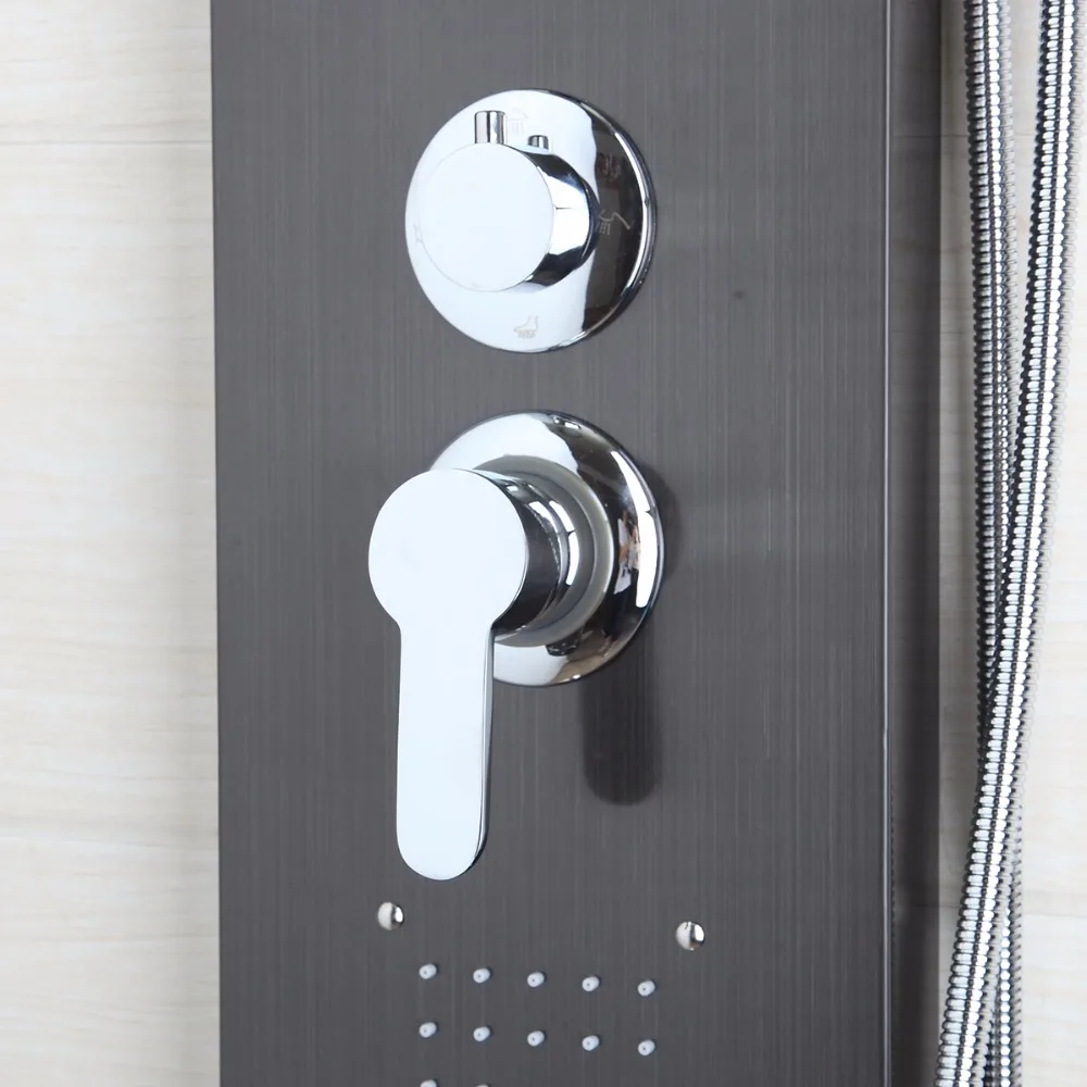 Description Picture 4 of itemTorayvino Bathroom Stainless Steel Shower Column Wall Mounted Pannel +Handshower+Tub Spout+Massage System Shower Screen