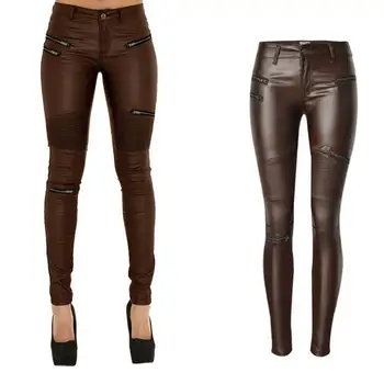 Women's Leather Pants Faux PU leather Pleated Pocket Zipper Design Pencil Trousers Femme Sexy Hip Hop Stretch Pants Plus Size
Women's Leather Pants Faux PU leather Pleated Pocket Zipper Design Pencil Trousers Femme Sexy Hip Hop Stretch Pants Plus Size