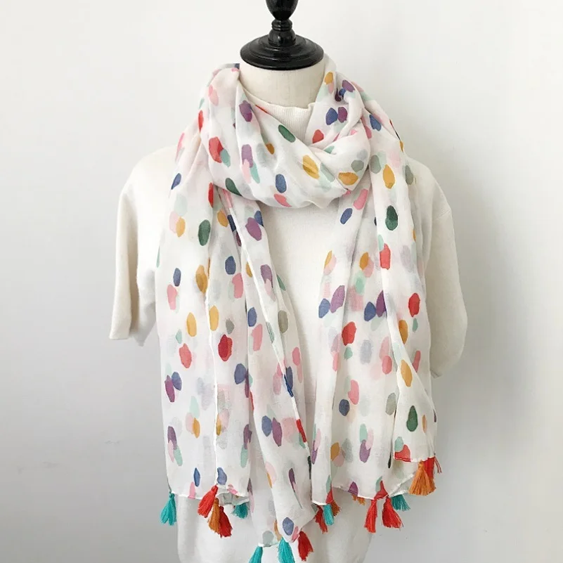 Colorful Dots Scarf Spring Long Scarf Print Scarf Women Tassel Scarf Shawl 180*90 cm
Colorful Dots Scarf Spring Long Scarf Print Scarf Women Tassel Scarf Shawl 180*90 cm
