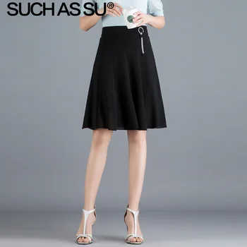 Summer Chiffon Knee Length Skirt Women 2019 Black Ruched Plus Size A Line Pleated Skirt Tutu High Waist Ruffle Skirts Female 
Summer Chiffon Knee Length Skirt Women 2019 Black Ruched Plus Size A Line Pleated Skirt Tutu High Waist Ruffle Skirts Female