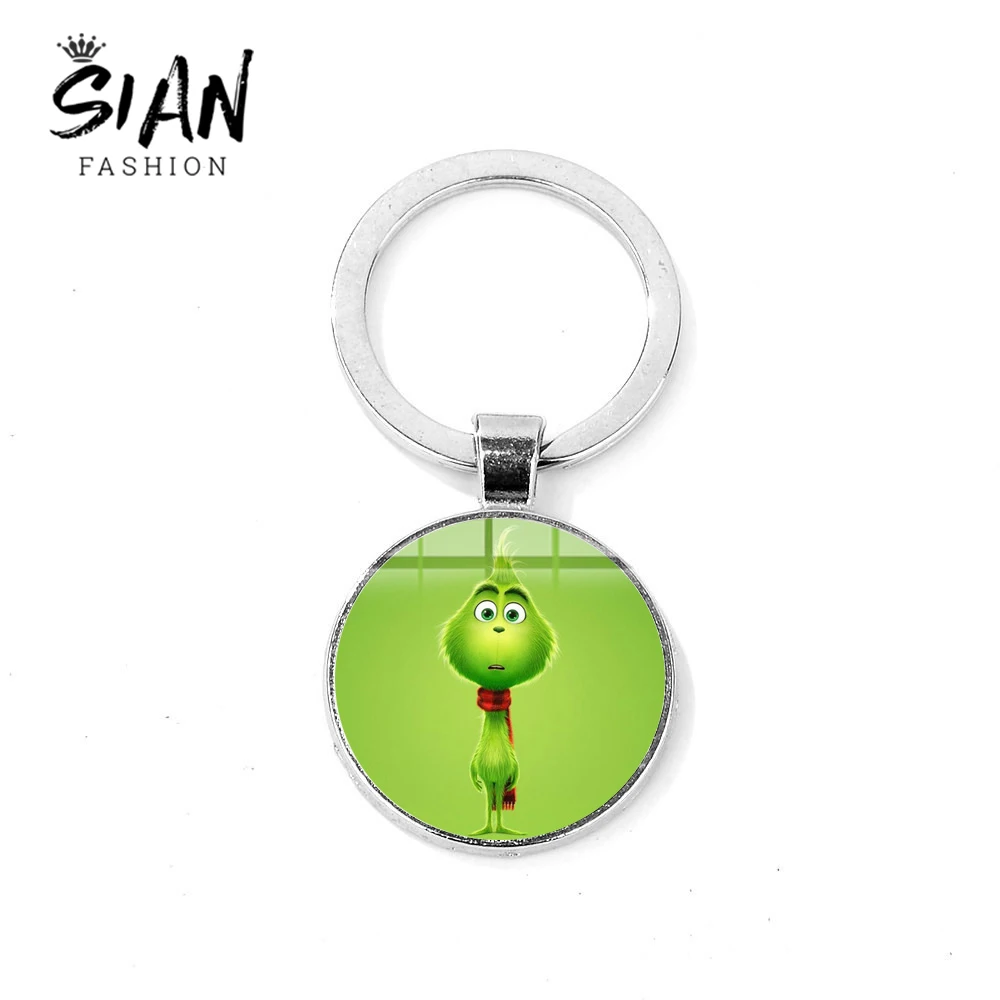 SIAN The Grinch Keychain Handmade Glass Cabochon Pendant Key Chain How the Grinch Stole Christmas Movies Jewelry Christmas Gift
SIAN The Grinch Keychain Handmade Glass Cabochon Pendant Key Chain How the Grinch Stole Christmas Movies Jewelry Christmas Gift