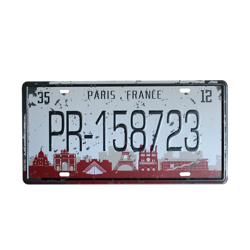 Paris France PR-158723 Car Number License Metal Tin Sign Vintage Home Decor Garage Cafe Bar Wall Decoration Plate 30x15cm A919
Paris France PR-158723 Car Number License Metal Tin Sign Vintage Home Decor Garage Cafe Bar Wall Decoration Plate 30x15cm A919