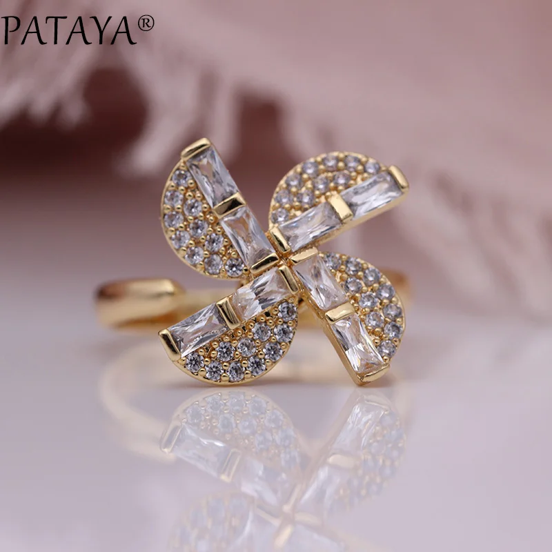 PATAYA New Women Opening Rings Sector Decompressed Wedding Fashion Jewelry 585 Rose Gold Natural Zircon Creative Rotating Rings
PATAYA New Women Opening Rings Sector Decompressed Wedding Fashion Jewelry 585 Rose Gold Natural Zircon Creative Rotating Rings