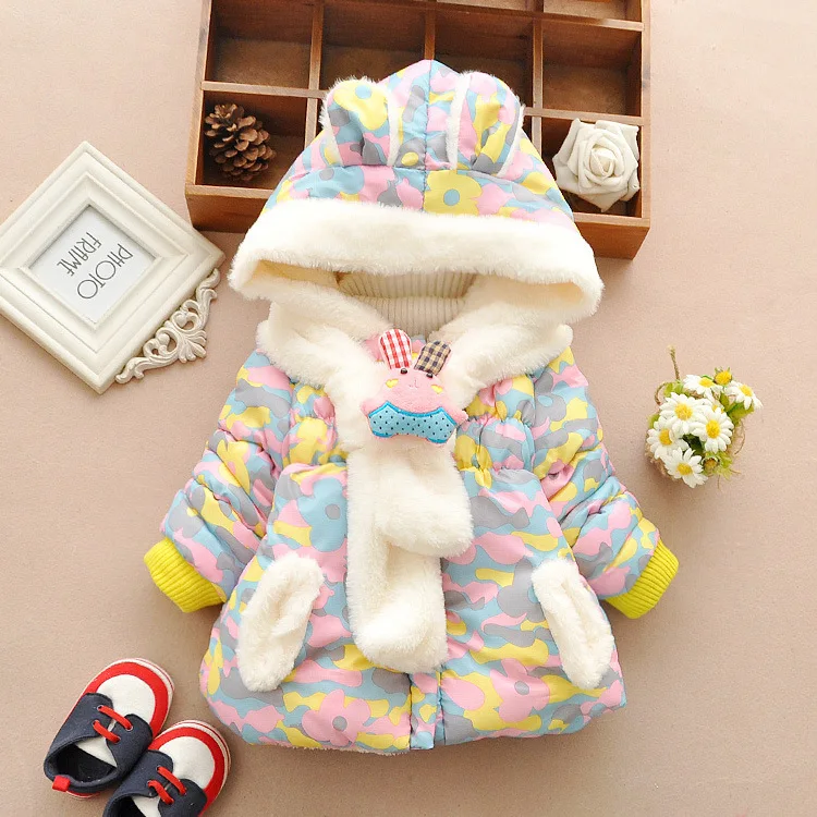 2015 infant sweatshirt outerwear plus velvet thickening top girls clothing