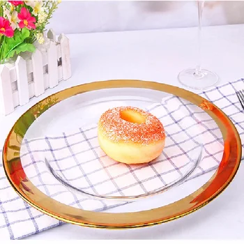 33CM European creative transparent gold edge plate glass fruit plate daily merchandise
33CM European creative transparent gold edge plate glass fruit plate daily merchandise