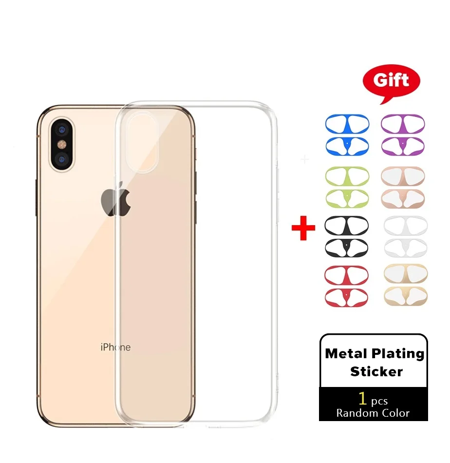 Ultra Thin Slim Transparent Case For iPhone 7 8 Plus XR With Metal Plating Sticker Soft TPU X For iPhone XS Max 6 6s Plus Simple
Ultra Thin Slim Transparent Case For iPhone 7 8 Plus XR With Metal Plating Sticker Soft TPU X For iPhone XS Max 6 6s Plus Simple
