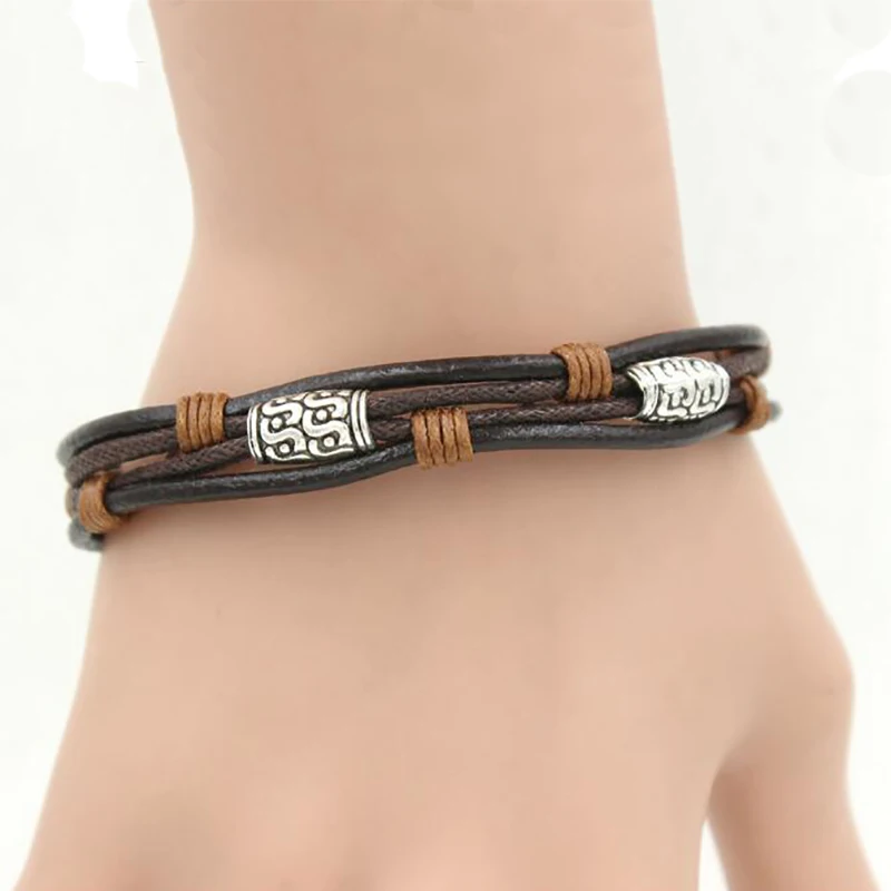 Fashion Retro Metal Beads Braclets Cool Wristband Bijoux Punk Multi Layer DIY Braided Leather Cord Vintage Bangles Boy Male Gift
Fashion Retro Metal Beads Braclets Cool Wristband Bijoux Punk Multi Layer DIY Braided Leather Cord Vintage Bangles Boy Male Gift