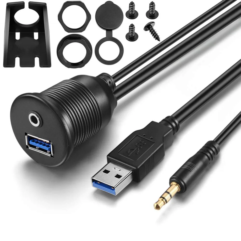 1M 3ft 3.5mm & USB 3.0 AUX Extension cable ,Dashboard, Flush Panel Mount Cable, for Car,motorcycle
1M 3ft 3.5mm & USB 3.0 AUX Extension cable ,Dashboard, Flush Panel Mount Cable, for Car,motorcycle