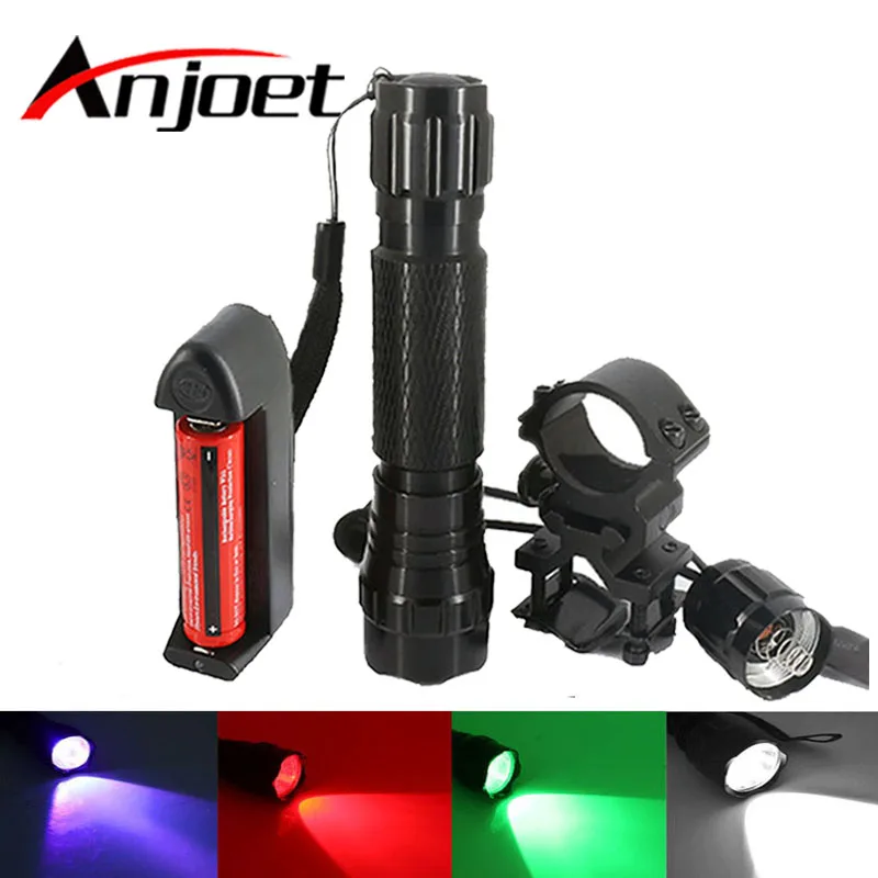 501B Tactical Flashlight T6 White/Green/Red/Purple+18650battery+Charger+Pressure Switch Mount Hunting Rifle Gun Torch Light Lamp
501B Tactical Flashlight T6 White/Green/Red/Purple+18650battery+Charger+Pressure Switch Mount Hunting Rifle Gun Torch Light Lamp