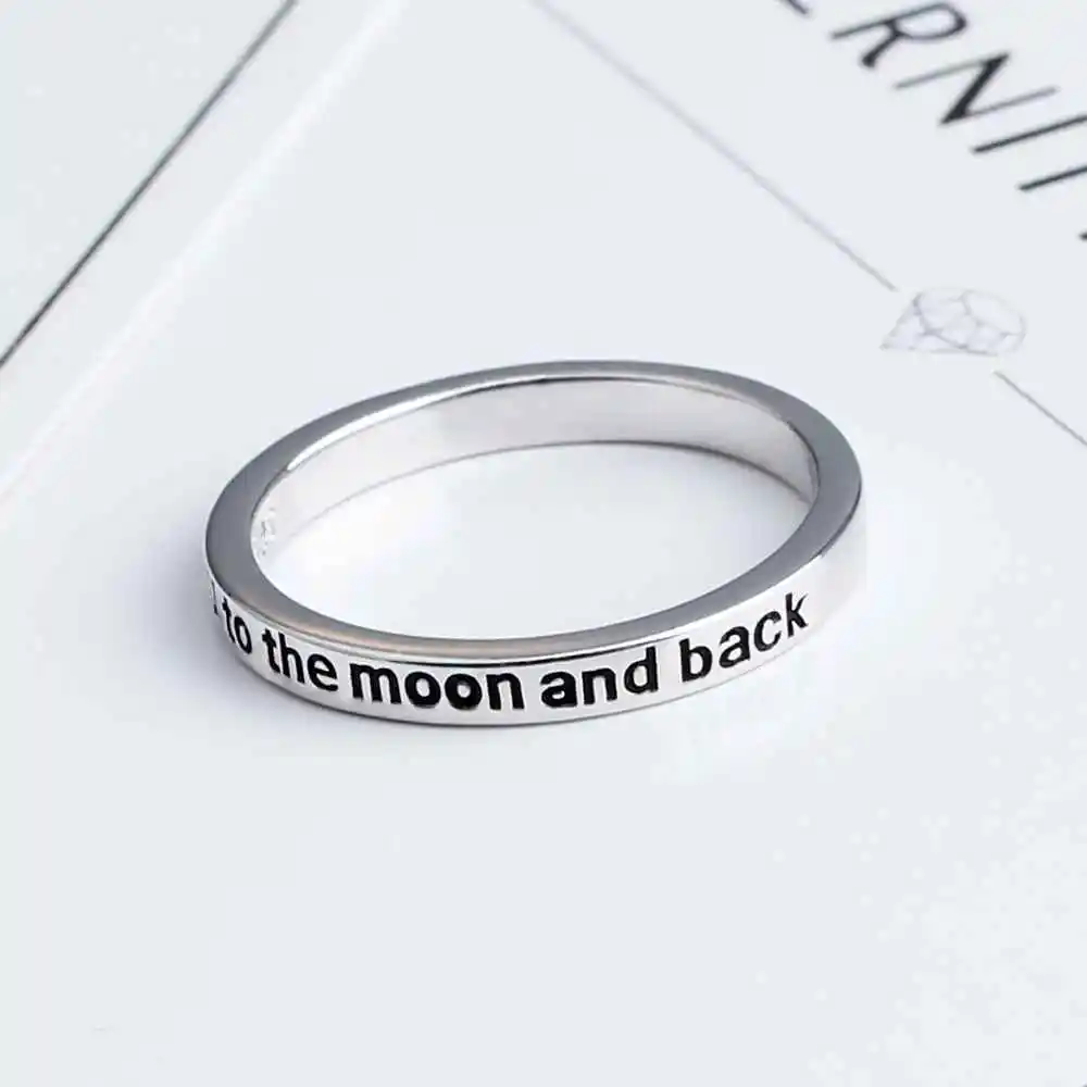 Женское кольцо из серебра 925 пробы с надписью I Love You To The Moon And Back|moon ring|moon and backmoon good |