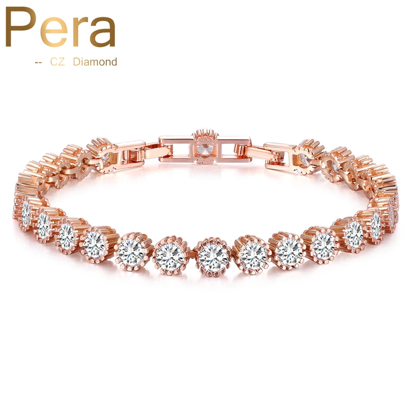 Pera Fashion Women Friendship Bracelet For Lover Gift Newest 1ct Round Cubic Zirconia Stone Setting Rose Gold Color Jewelry B112
Pera Fashion Women Friendship Bracelet For Lover Gift Newest 1ct Round Cubic Zirconia Stone Setting Rose Gold Color Jewelry B112