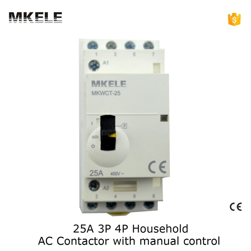 25A 4P din-рейка AC контактор для дома 220 В 400 в 24 50/60 Гц 4NO ручной управления |