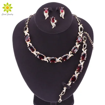 Gold Color Bridal Crystal Jewelry Set For Women Unique Round Red Stones Bracelets/Earrings/Pendant/Necklace/Ring
Gold Color Bridal Crystal Jewelry Set For Women Unique Round Red Stones Bracelets/Earrings/Pendant/Necklace/Ring