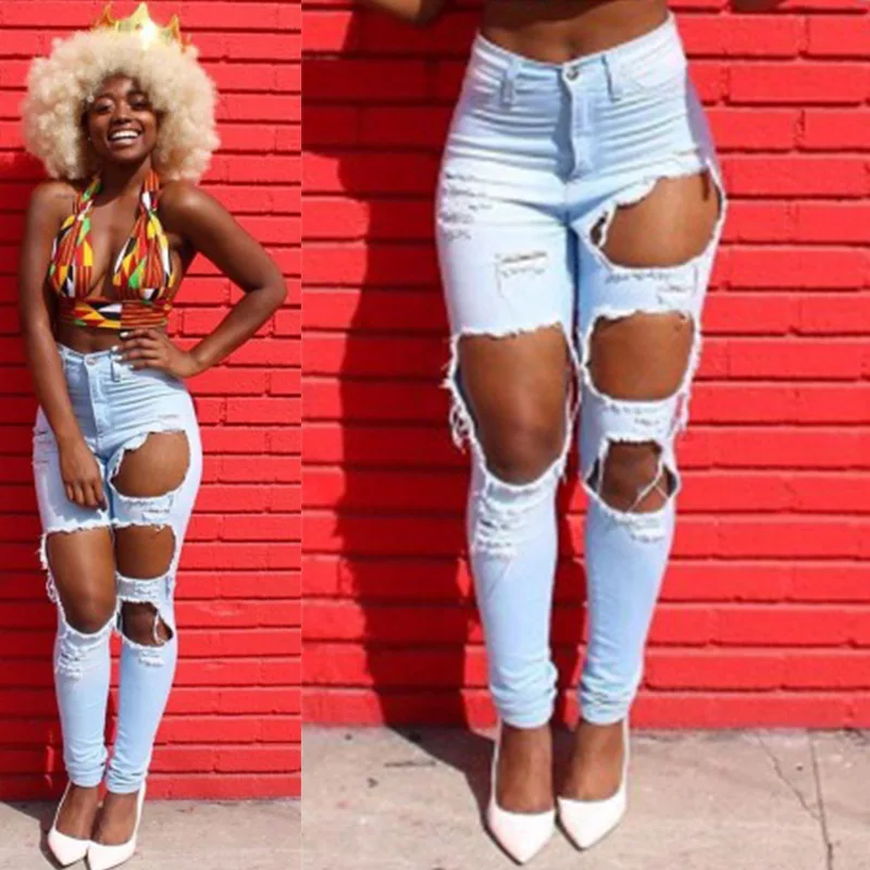 blue Big Hole Ripped Distressed Jeans For Women High Waist skinny Push up jeans Destroyed denim Jeans woman Broken Denim Pants
blue Big Hole Ripped Distressed Jeans For Women High Waist skinny Push up jeans Destroyed denim Jeans woman Broken Denim Pants