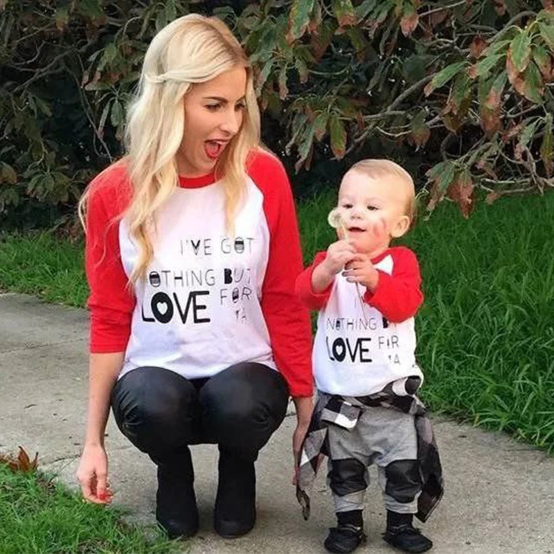 Family matching clothes Spring Autumn Long Sleeve Patchwork Letter Printed Top Mother and daughter clothes Mother Son Outfits
Family matching clothes Spring Autumn Long Sleeve Patchwork Letter Printed Top Mother and daughter clothes Mother Son Outfits