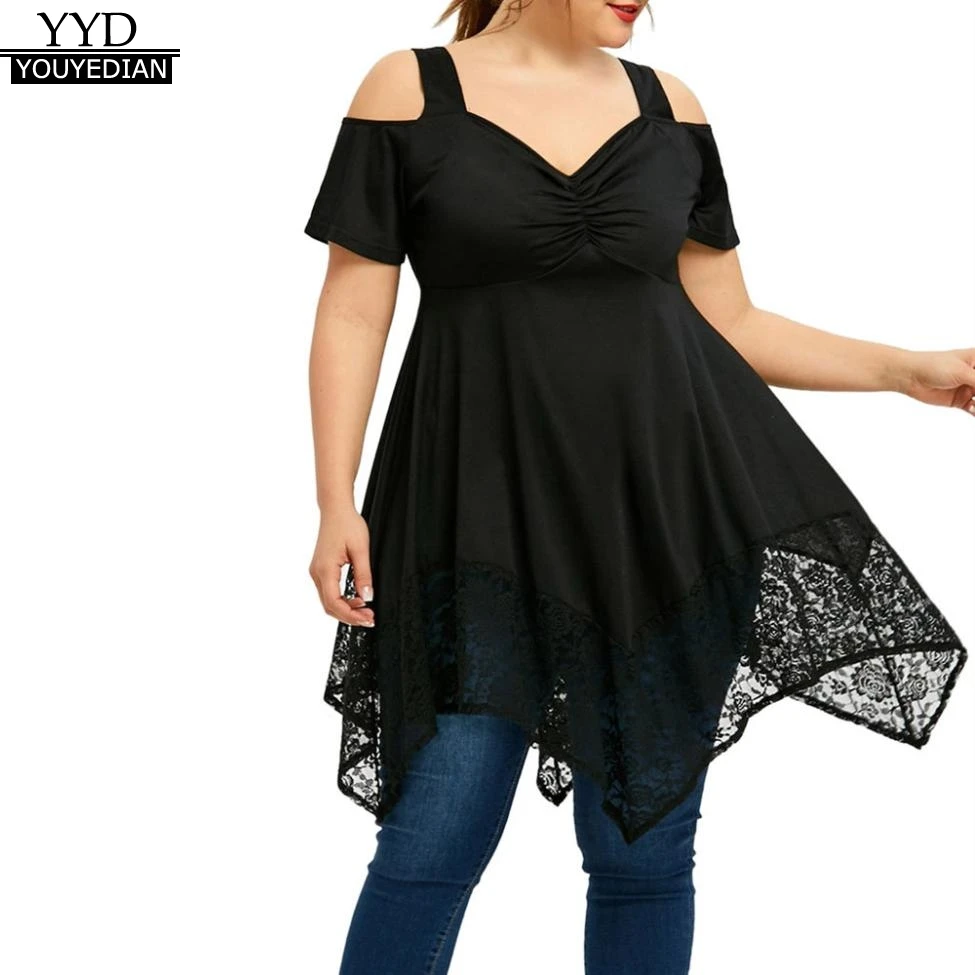 Plus Size Womens Tops and Blouses Tunic Lace Patchwork Cold Shoulder Tee Shirts Short Sleeve Long Women Clothes Femme camiseta
Plus Size Womens Tops and Blouses Tunic Lace Patchwork Cold Shoulder Tee Shirts Short Sleeve Long Women Clothes Femme camiseta