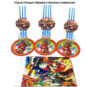 Super Mario Theme Disposable Cutlery Set Plate Cup Straw Mario Brothers Theme Party Decoration Tablecloth 31pcs/lot
Super Mario Theme Disposable Cutlery Set Plate Cup Straw Mario Brothers Theme Party Decoration Tablecloth 31pcs/lot