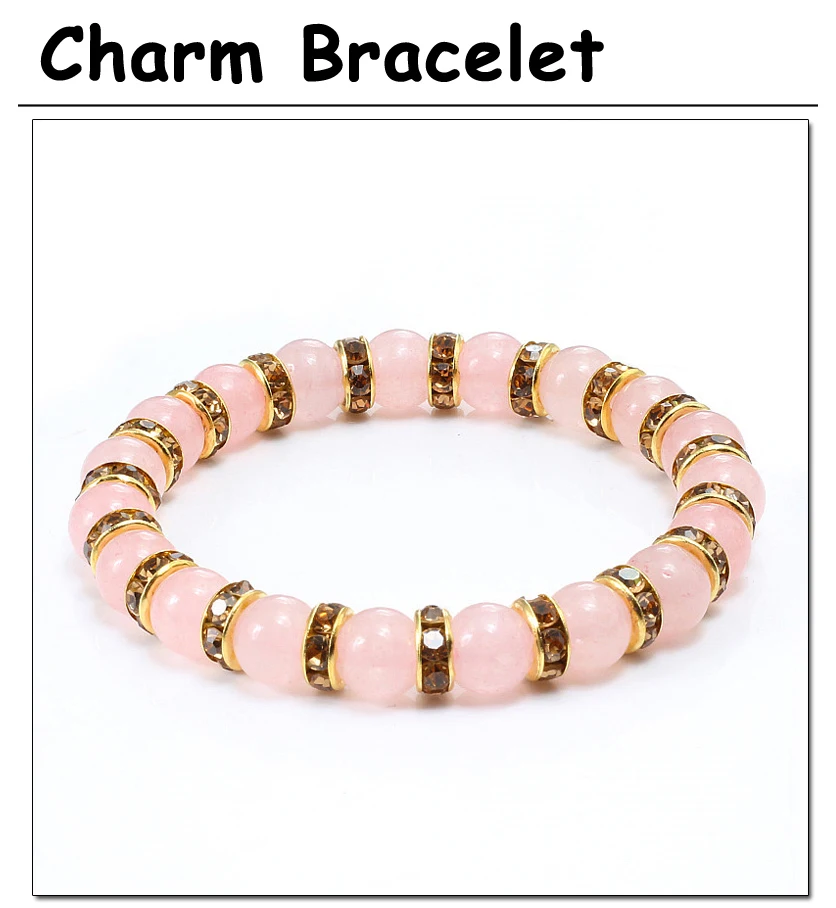 elegant pink crystal female bracelets charm gold