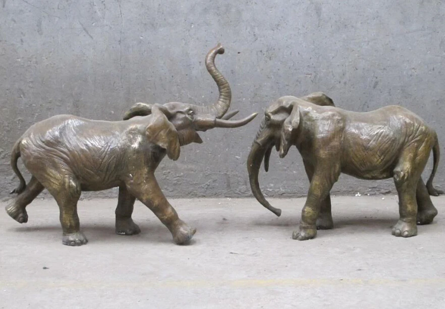 JP S0268 17"China Copper Bronze Wrinkled bark African animal elephant proboscides pair statue Discount 35%
JP S0268 17"China Copper Bronze Wrinkled bark African animal elephant proboscides pair statue Discount 35%