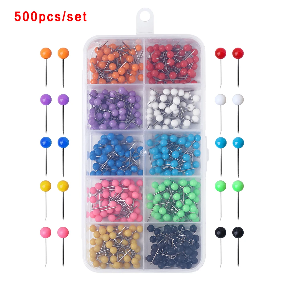 500PCS/Set Map Tacks Push Pins Plastic Head with Steel Point, 4mm 11mm Cork Board Safety Colored Thumbtack Office School Supply
500PCS/Set Map Tacks Push Pins Plastic Head with Steel Point, 4mm 11mm Cork Board Safety Colored Thumbtack Office School Supply